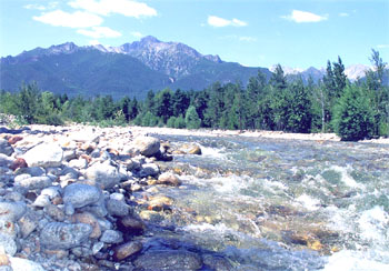 Река Улюкчикан - вода в ней светлая , чистая, холодная и такая вкусная. Берет своё начало с высоких и величественных гор.